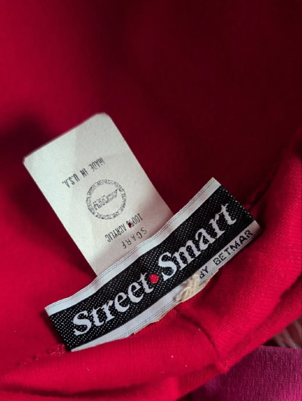 Vintage Street Smart by Betmar Red Wool Cloche Hat & Attached Scarf Set